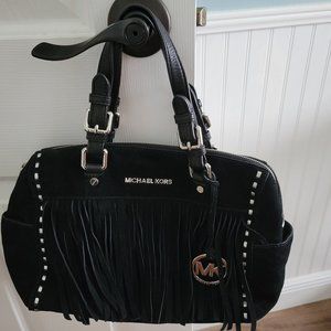 Michael Kors Black Suede Studded Sachel Handbag